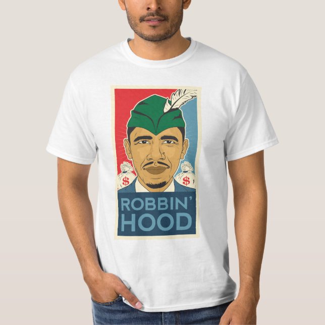 Camiseta T de Robin Hood da capa de Barack Obama! Caserna (Frente)