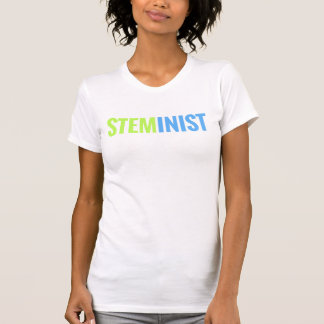 Camiseta T de STEMinist (limão/texto azul)