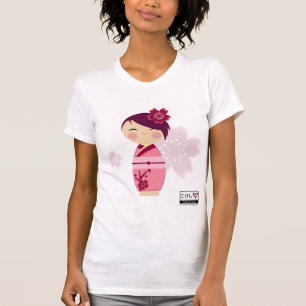 Camiseta T destruído Sakura de Kokeshi