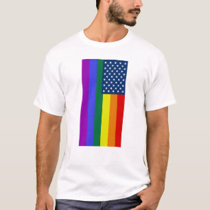 Camiseta T do arco-íris do orgulho da bandeira americana