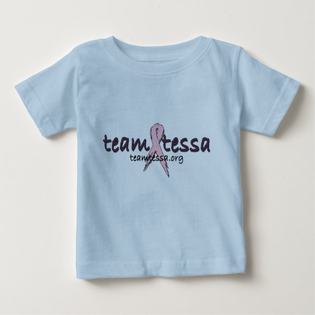 Camiseta T do bebê de Tessa da equipe - azul (Frente)