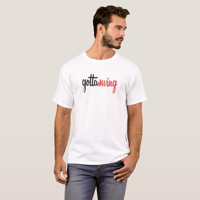 Camiseta T do branco do Gottaswing dos homens (Frente Completa)