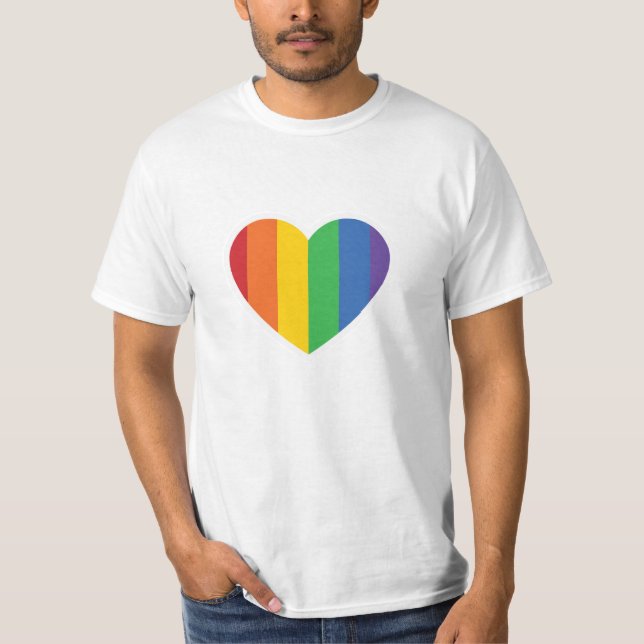 Camiseta T do coração do arco-íris do ORGULHO (Frente)