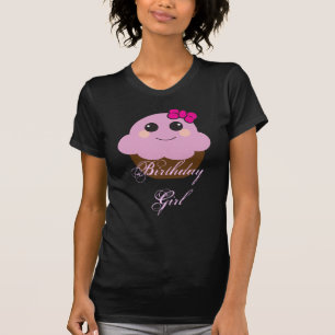 Camiseta T do cupcake da menina do aniversário