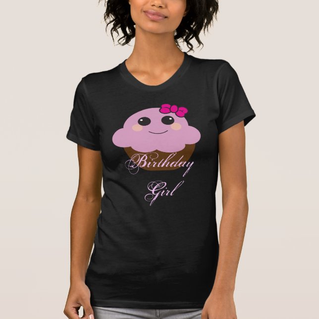 Camiseta T do cupcake da menina do aniversário (Frente)