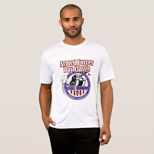 Camiseta T do desempenho dos homens (Frente Completa)