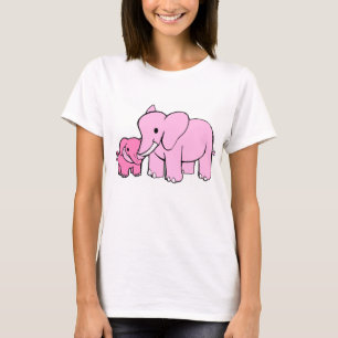 Camiseta T do elefante (rosa)