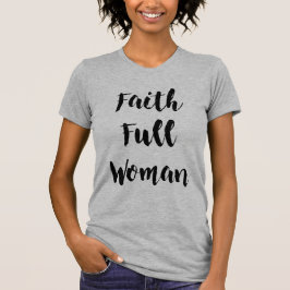 Camiseta T do Grupo-Pescoço da mulher do Fé-Cheio