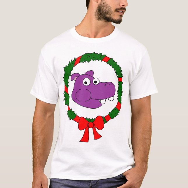 Camiseta T do Natal do hipopótamo (Frente)