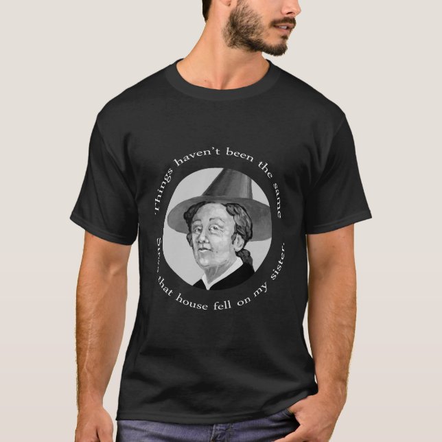 Camiseta T do preto do humor da irmã da bruxa (Frente)