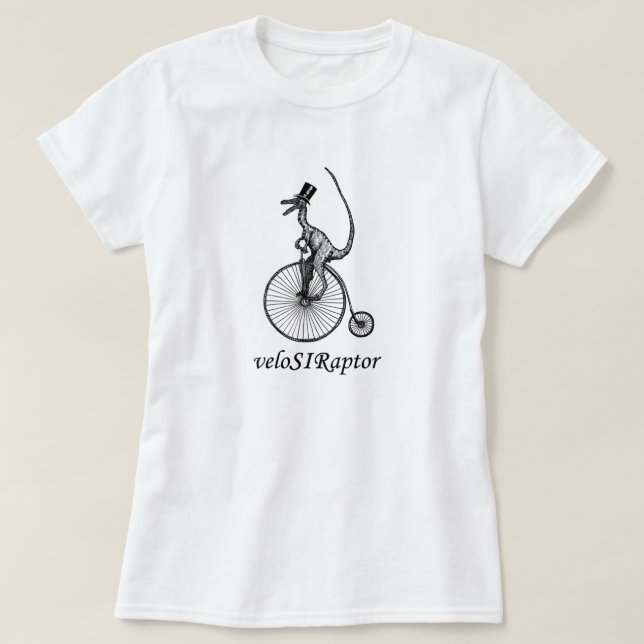 Camiseta T do velociraptor para senhoras (Frente do Design)