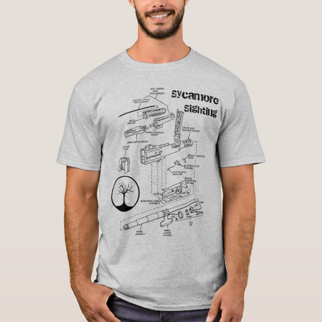 Camiseta T dos diagramas esquemáticos de .50 cal (Frente)