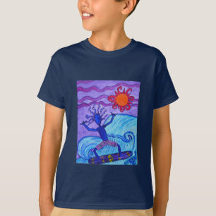 Camiseta T dos miúdos - travando uma onda