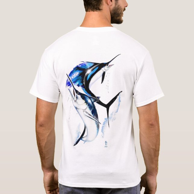 Camiseta T dos peixes do espadim & da vela (Verso)