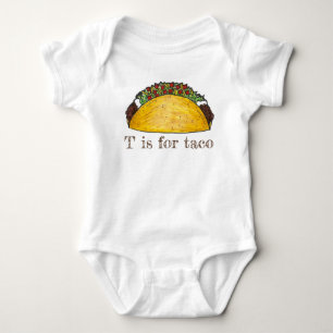 Camiseta T é para Taco Comida mexicana alfabeto - Letra T