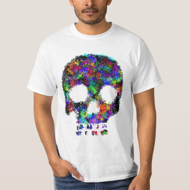 Camiseta T escuro do crânio do Splatter (Frente)