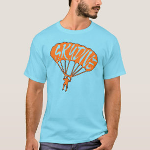 Camiseta T fanático skydive azul alaranjado das caras