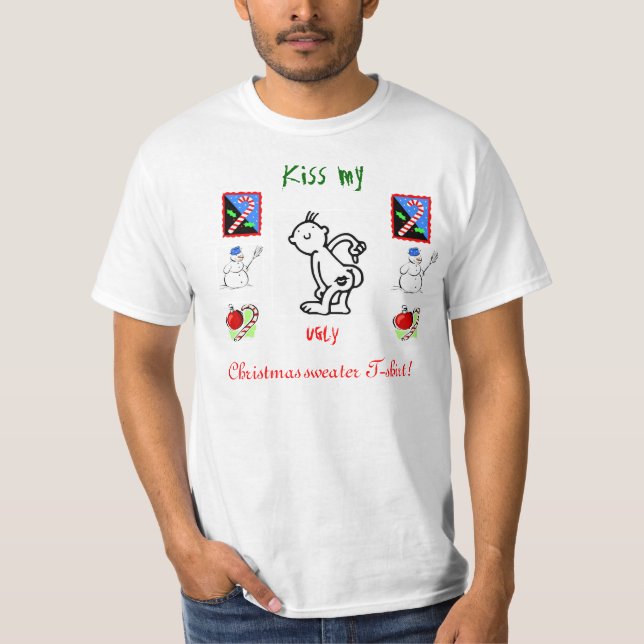 Camiseta T feio da camisola do Natal (Frente)