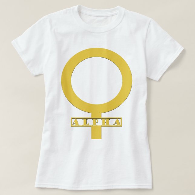 Camiseta T fêmea alfa (Frente do Design)