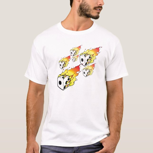 Camiseta T flamejante dos dados (Frente)
