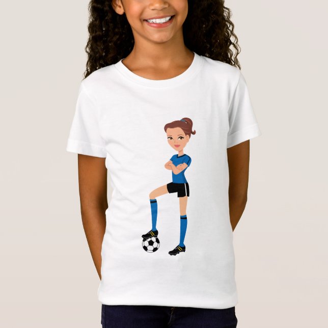 Camiseta T ilustrado menina do futebol (Frente)