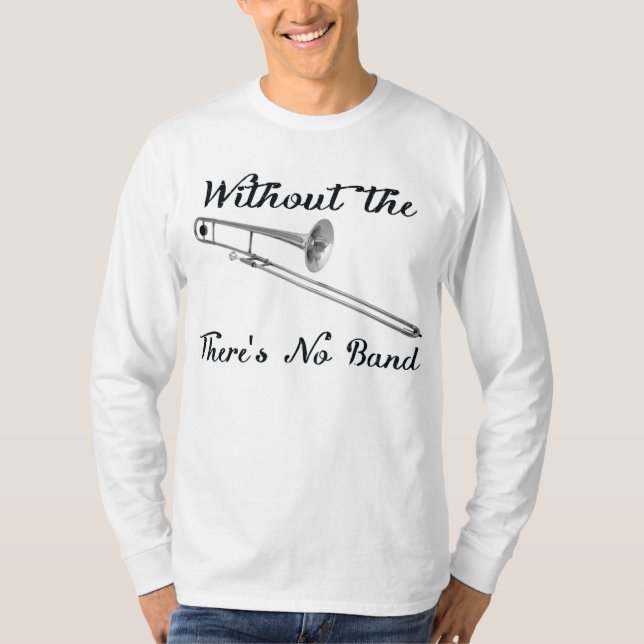 Camiseta T longo básico da Capa dos homens do Trombone (Frente)