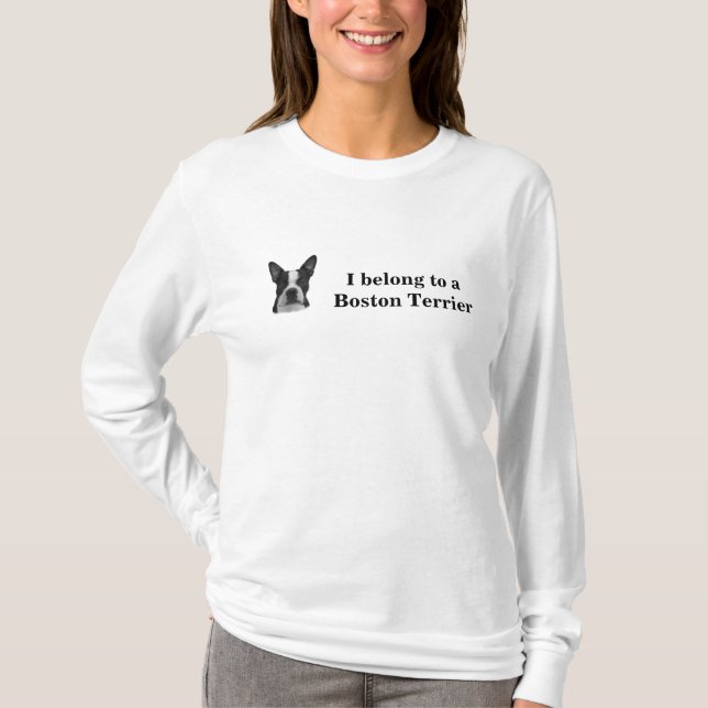 Camiseta T longo da Capa das senhoras de Boston Terrier (Frente)