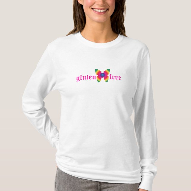 Camiseta T longo sem glúten da Capa da borboleta (multi) (Frente)