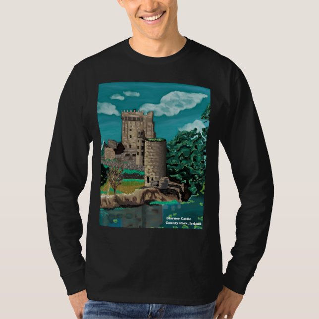 Camiseta T longo-sleeved castelo do Blarney (Frente)