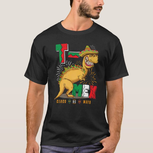 Camiseta T Mex Tacosaurus Rex Taco Cinco De Mayo Dinossaur  (Frente)