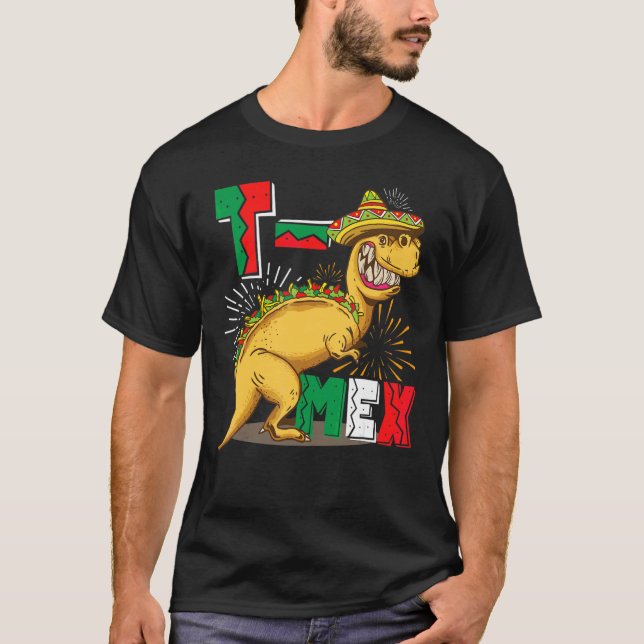 Camiseta T Mex Tacosaurus Rex Taco Cinco De Mayo Dinossaur  (Frente)