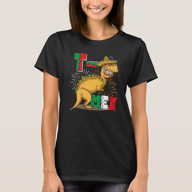 Camiseta T Mex Tacosaurus Rex Taco Cinco De Mayo Dinossaur  (Frente)