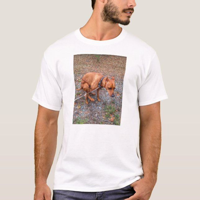 Camiseta T mínimo do Pin dos cães de Pooping (Frente)