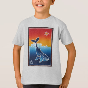 Camiseta T multicolorido da juventude da baleia