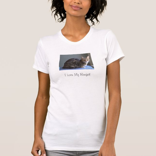 Camiseta T ocasional das senhoras - amor de I meu gato de (Frente)