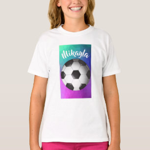 Camiseta T personalizado do futebol das meninas