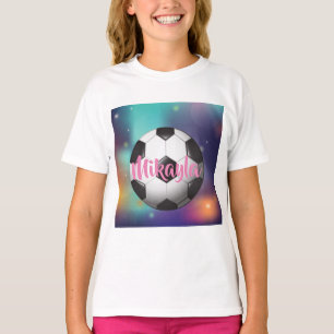 Camiseta T personalizado do futebol das meninas