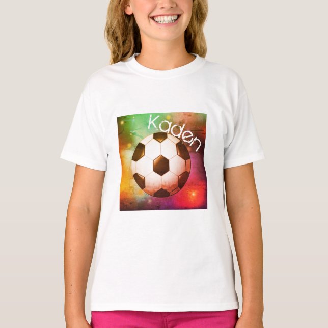 Camiseta T personalizado do futebol dos meninos (Frente)