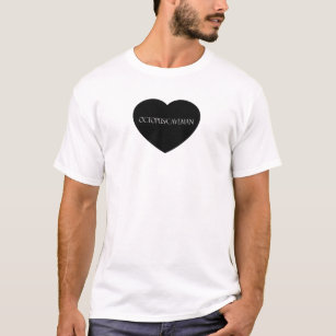 Camiseta T preto do logotipo do coração do polvo/homem das