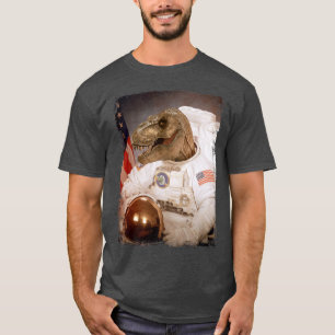 Camiseta T Re Astronauta Dinossauro Missão Espacial da Lua