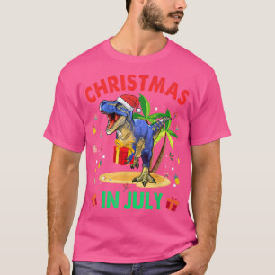 Camiseta T Re Christmas em julho para meninos Mãe Pai Dino