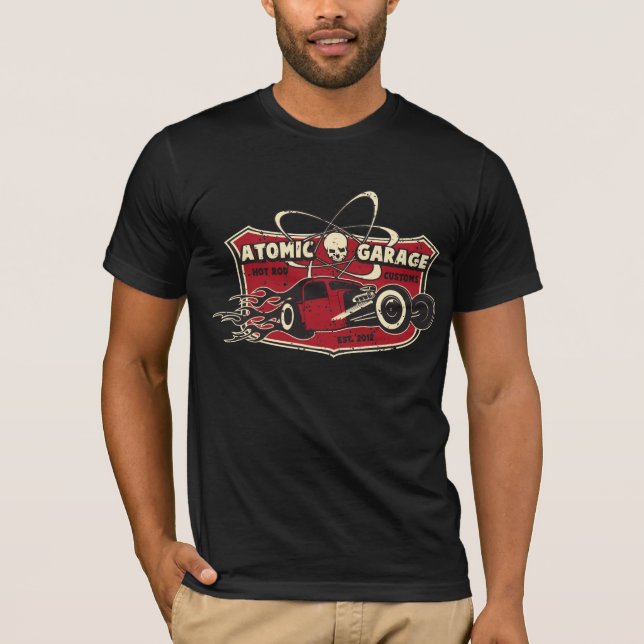 Camiseta T retro da parte dianteira do crânio da garagem (Frente)