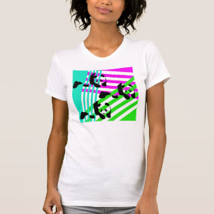 Camiseta T retro do anos 80 de néon das pandas