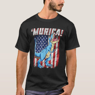Camiseta T rex 4 de julho Boys Men Engraçado Dinossaur Muri