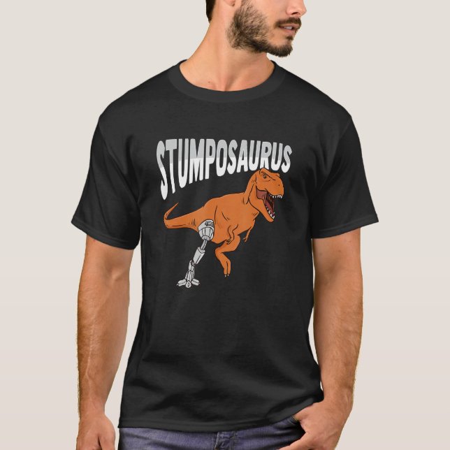 Camiseta T Rex Amputep Piada Perna Prostética Dinossauro pa (Frente)