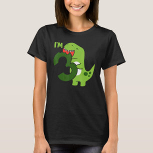 Camiseta T Rex aniversário de 3 anos de Crianças de 3 Anos