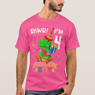 Camiseta T Rex Boy De 4 Anos Festa De Rapaz De 4 Anos De An
