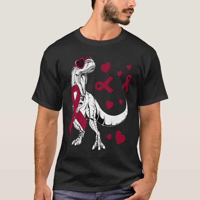 Camiseta T Rex & Burgundy Fita Múltipla Sensibilização (Frente)