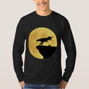 Camiseta T Rex Caminhando Um Dachshund Em Frente À Lua Amar