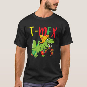 Camiseta T Rex Cinco De Mayo Dinossaur Mexicano Guitar Somb